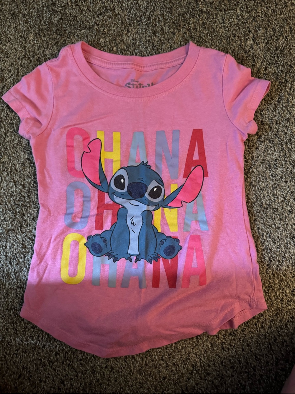 Disney Pink Stitch 'OHANA' Graphic Tee
